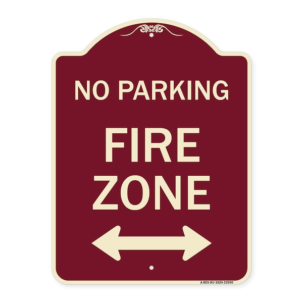 Fire Lane with Bidirectional Arrow Heavy-Gauge Aluminum Architectural Sign, 24" x 18", BU-1824-23990